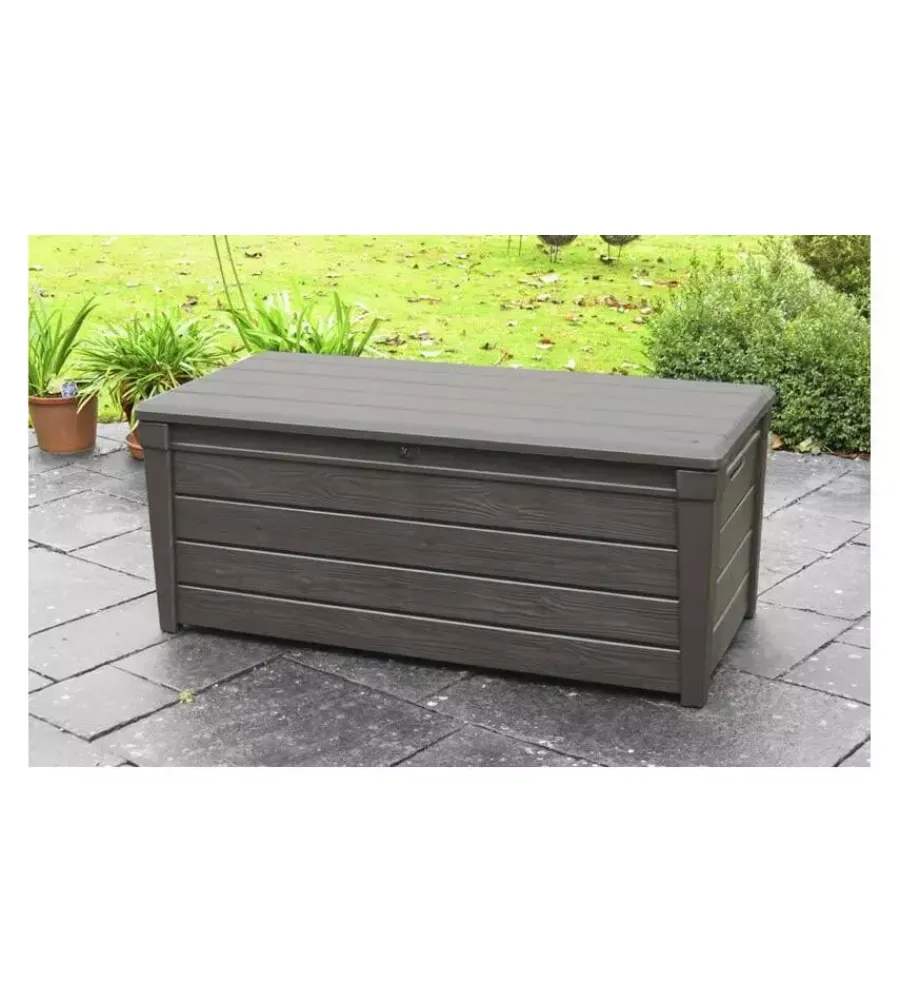 Contenitori Da Esterno-Keter Baule da esterno "brightwood" in resina marrone effetto legno 454 lt 145x69,7x60,3 cm