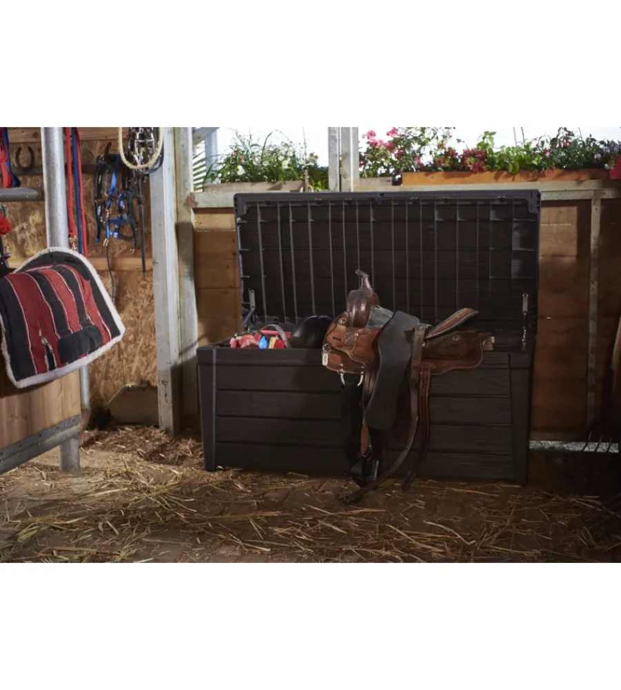 Contenitori Da Esterno-Keter Baule da esterno "brightwood" in resina marrone effetto legno 454 lt 145x69,7x60,3 cm
