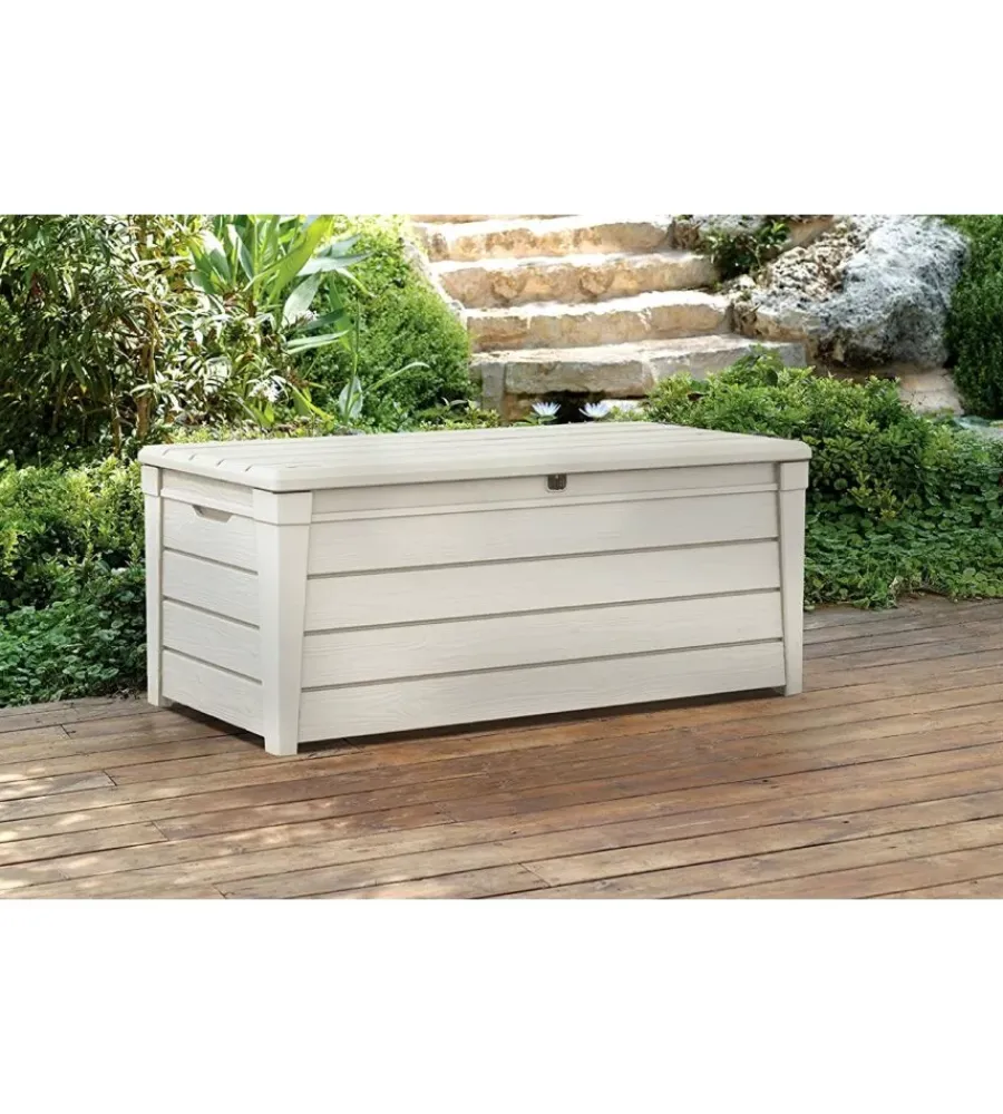 Sale Baule da esterno "brightwood pool box" in resina bianco 454 lt 145x69,7x60,3 cm Contenitori Da Esterno
