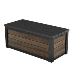 Hot Baule da esterno "deco box 150g" in resina marrone effetto legno 570 lt 151,7x72,5x70 cm Contenitori Da Esterno