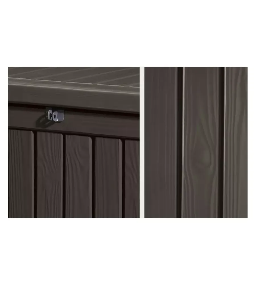 Contenitori Da Esterno-Keter Baule da esterno "rockwood" in resina marrone effetto legno 570 lt 155x72,4x64,4 cm