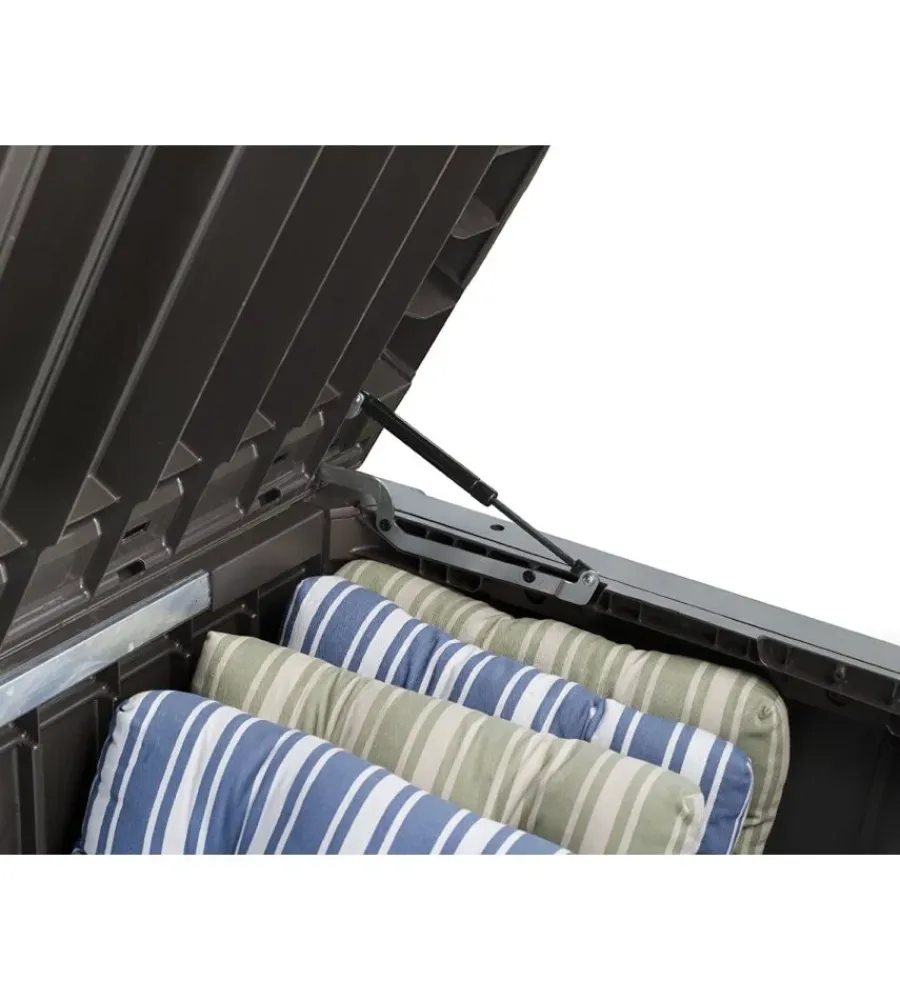 Contenitori Da Esterno-Keter Baule da esterno "rockwood" in resina marrone effetto legno 570 lt 155x72,4x64,4 cm