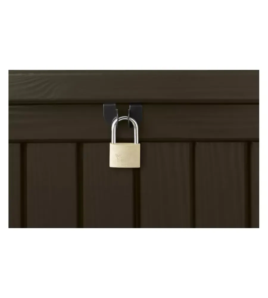 Contenitori Da Esterno-Keter Baule da esterno "rockwood" in resina marrone effetto legno 570 lt 155x72,4x64,4 cm