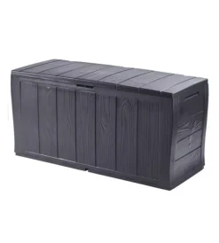 Keter Contenitori Da Esterno|Baule da esterno "sherwood" in resina grafite effetto legno 270 lt 117x45x58 cm