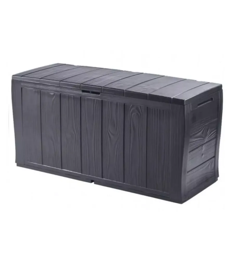 Keter Contenitori Da Esterno|Baule da esterno "sherwood" in resina grafite effetto legno 270 lt 117x45x58 cm