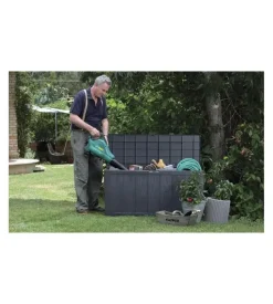 Keter Contenitori Da Esterno|Baule da esterno "sherwood" in resina grafite effetto legno 270 lt 117x45x58 cm