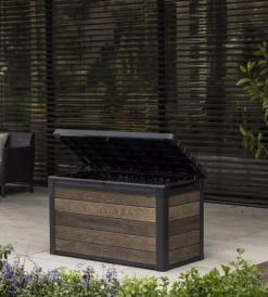 Best Baule da esterno "signature deco box 100" in resina effetto legno 380 lt 122,9x62,1x76,6 cm Contenitori Da Esterno