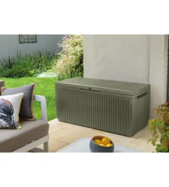 Contenitori Da Esterno-Keter Baule da esterno "springwood" in resina verde effetto legno 305 lt 123x53,5x57 cm