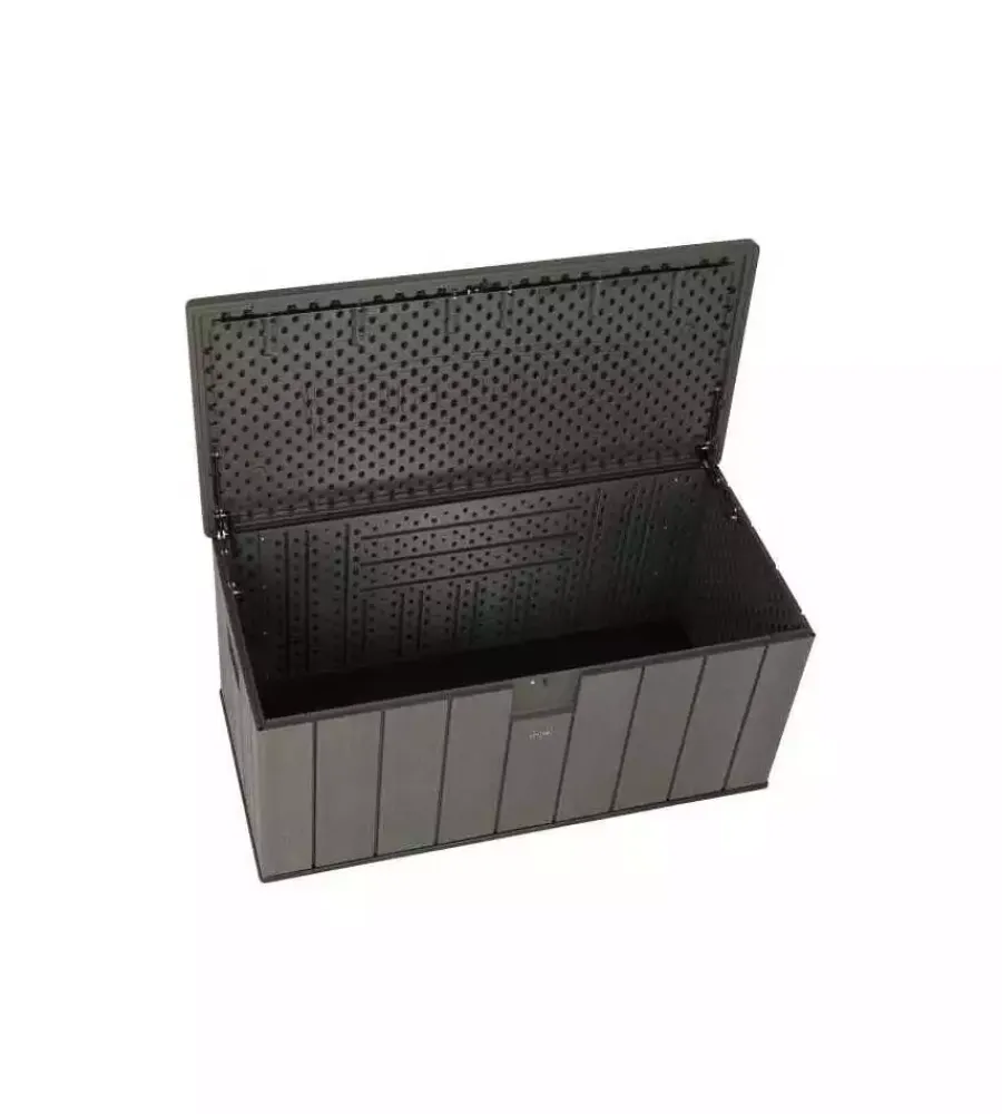 Contenitori Da Esterno- Baule da esterno lifetime "big" in resina grigio scuro effetto legno 151x72x69 cm