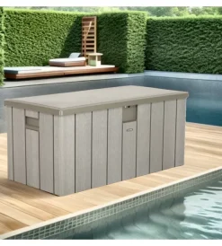 Baule da esterno in resina grigio 150,7x71,9x69,1 cm Contenitori Da Esterno