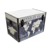 Decorazione Ambienti-BellaHome Baule in legno vintage rivestito in ecopelle fantasia adventure grande 69x40x44 cm