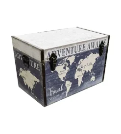 Online Baule in legno vintage rivestito in ecopelle fantasia adventure medio 60x34,5x38,5 cm Decorazione Ambienti