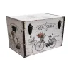 Decorazione Ambienti-BellaHome Baule in legno vintage rivestito in ecopelle fantasia bicycles piccolo 51x29,5x32,5 cm