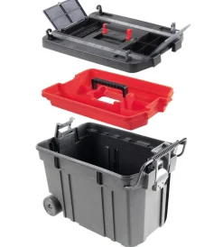 Officina E Garage-Valex Baule portaoggetti in plastica con ruote gommate 61x37x42 cm