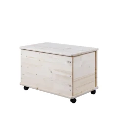 Complementi In Legno|Baule portatutto in legno con ruote 70lt 73x40x42,5 cm