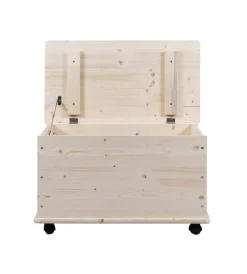 Complementi In Legno|Baule portatutto in legno con ruote 70lt 73x40x42,5 cm