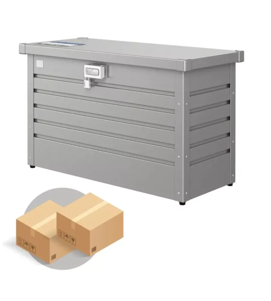 Contenitori Da Esterno-Biohort Baule postale per pacchi impermeabile "paket-box 100" in acciaio zincato grigio quarzo metallizzato 195 lt 101x46x61 cm - cod. 68910