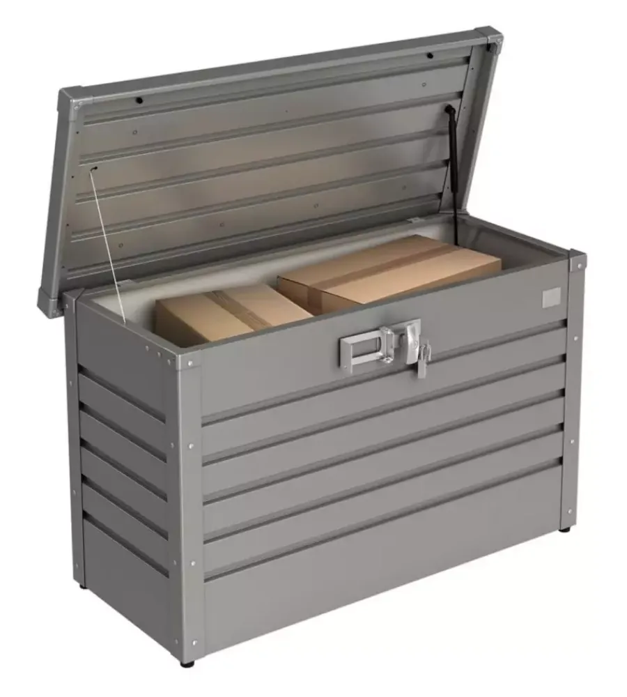 Contenitori Da Esterno-Biohort Baule postale per pacchi impermeabile "paket-box 100" in acciaio zincato grigio quarzo metallizzato 195 lt 101x46x61 cm - cod. 68910