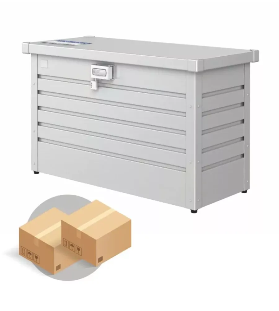 Hot Baule postale per pacchi impermeabile "paket-box 100" in acciaio zincato argento metallizzato 195 lt 101x46x61 cm - cod. 64910 Contenitori Da Esterno