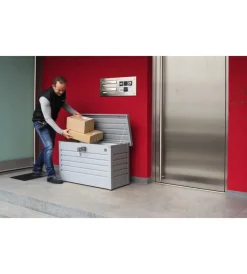 Hot Baule postale per pacchi impermeabile "paket-box 100" in acciaio zincato argento metallizzato 195 lt 101x46x61 cm - cod. 64910 Contenitori Da Esterno