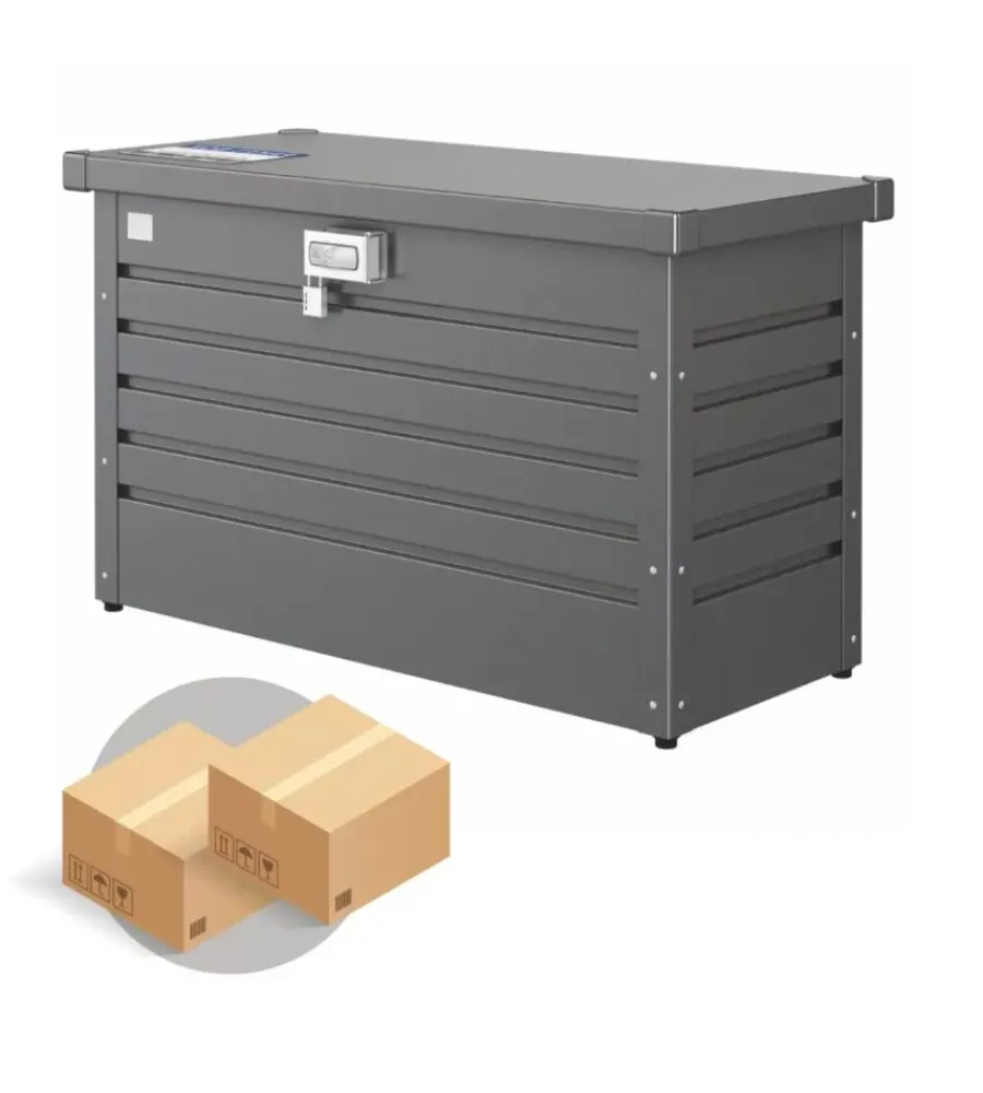 Biohort Contenitori Da Esterno|Baule postale per pacchi impermeabile "paket-box 100" in acciaio zincato grigio scuro metallizzato 195 lt 101x46x61 cm - cod. 65910