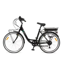 Bici Elettriche- Bici elettrica e-bike city fold green nera con pedalata assistita,  autonomia 20 km  e pieghevole