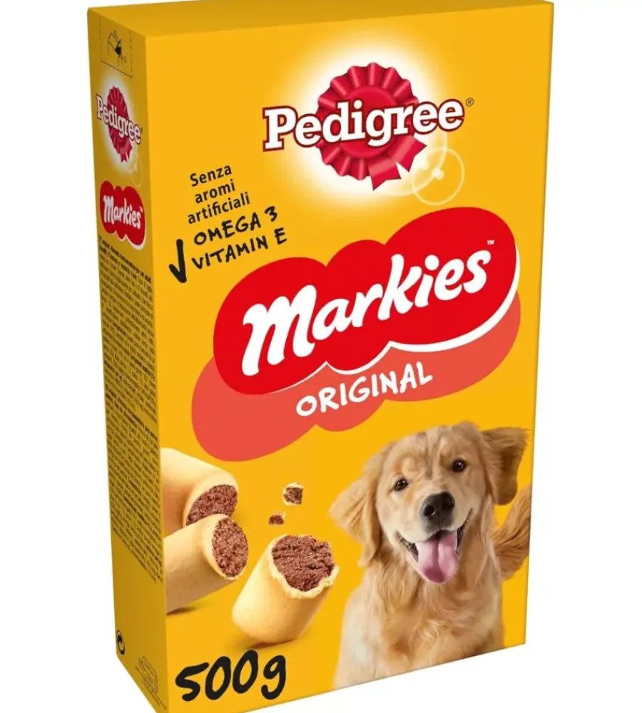 Pedigree Alimenti Secco Cane|Biscotti per cani "markies original" adulto di tutte le taglie con vitamine, calcio e omerga 3 500 gr
