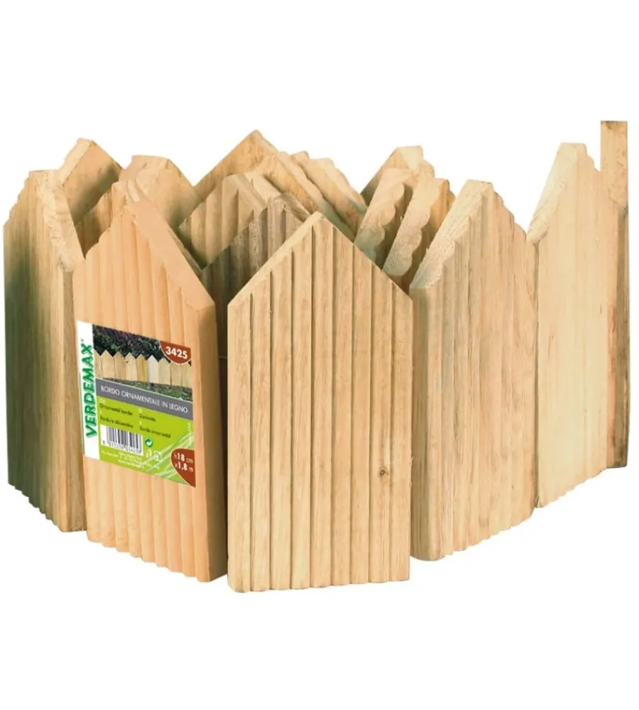 Coltivazione E Cura-Verdemax Bordo ornamentale legno 1.8x1.8cm naturale