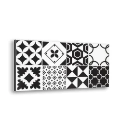 Decorazione Pareti|Bordo paraschizzi in alluminio azulejos b&w 2 pezzi, 24x48 cm