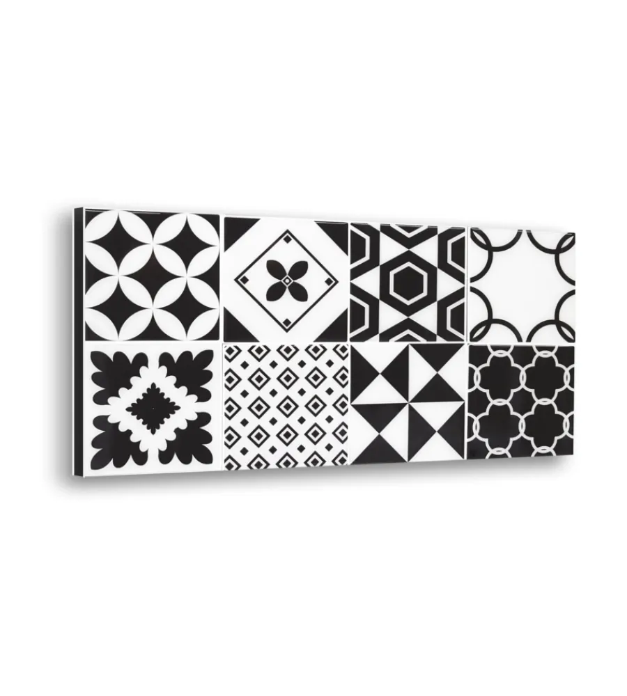 Decorazione Pareti|Bordo paraschizzi in alluminio azulejos b&w 2 pezzi, 24x48 cm
