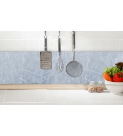 Decorazione Pareti|Bordo paraschizzi in alluminio marmo grigio 2 pezzi, 24x48 cm