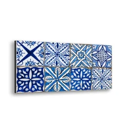 Decorazione Pareti|Bordo paraschizzi in alluminio azulejos blu 2 pezzi, 24x48 cm