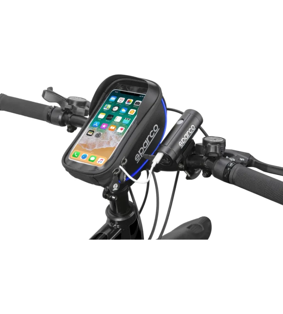 Sparco Bici|Borsa porta cellulare per bici in microfibra, 19x11x5,5 cm