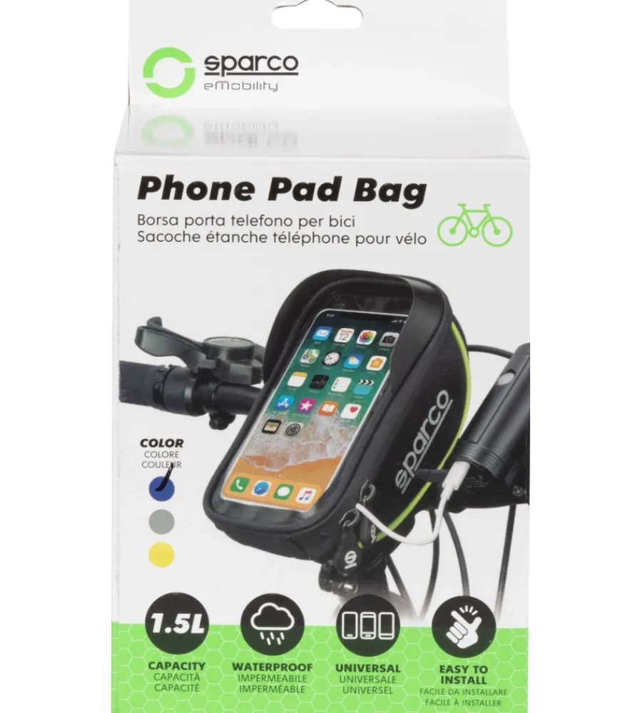 Sparco Bici|Borsa porta cellulare per bici in microfibra, 19x11x5,5 cm