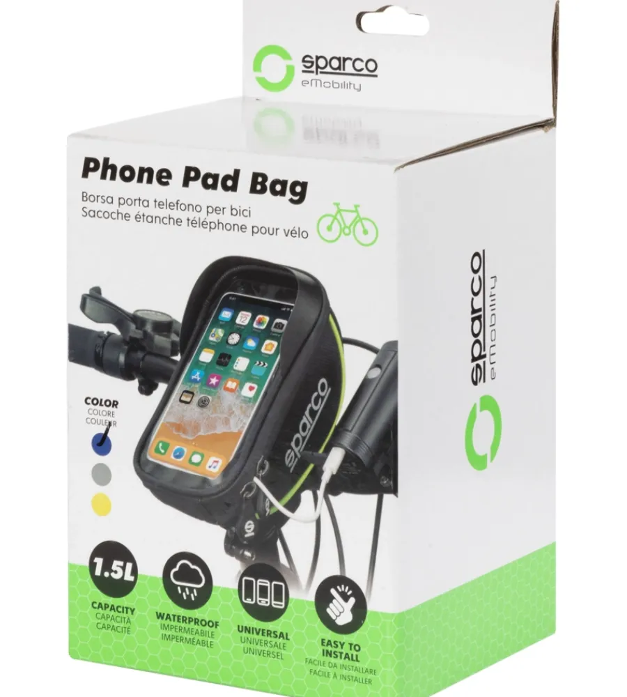 Sparco Bici|Borsa porta cellulare per bici in microfibra, 19x11x5,5 cm