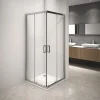 Docce E Accessori- Box doccia angolare in alluminio con vetro trasparente 80x80x185 cm