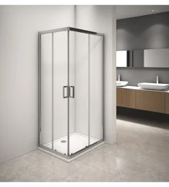 Docce E Accessori|Box doccia angolare in alluminio con vetro trasparente 70x90x185 cm