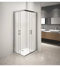 Docce E Accessori|Box doccia angolare in alluminio con vetro trasparente 70x90x185 cm