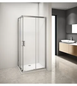 Docce E Accessori|Box doccia angolare in alluminio con vetro trasparente 70x90x185 cm