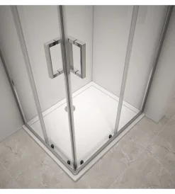 Docce E Accessori|Box doccia angolare in alluminio con vetro trasparente 70x90x185 cm