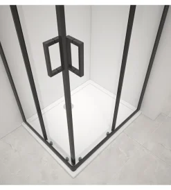Docce E Accessori-Decor Bagno Box doccia angolare nero con vetro trasparente 70x90x185 cm