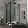 Docce E Accessori|Box doccia "luna" nero opaco e vetro temperato, 80x100x190 cm