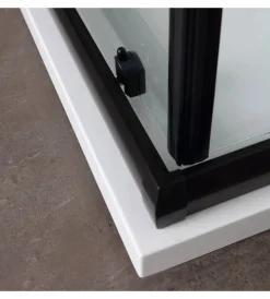 Docce E Accessori|Box doccia "luna" nero opaco e vetro temperato, 70x70x190 cm