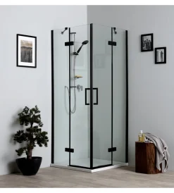 Docce E Accessori|Box doccia "stella" alluminio nero, 80x80x190 cm