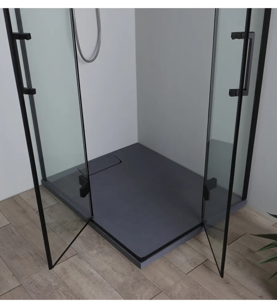Docce E Accessori- Box doccia "stella" alluminio nero, 80x120x190 cm