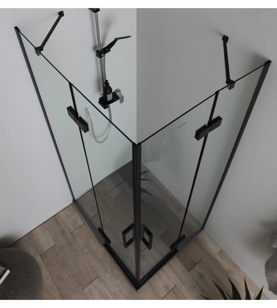 Docce E Accessori- Box doccia "stella" alluminio nero, 80x120x190 cm