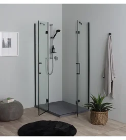 Docce E Accessori|Box doccia "stella" alluminio nero, 70x90x190 cm