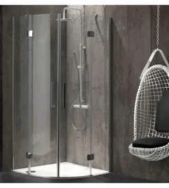 Docce E Accessori|Box doccia "stella" semicircolare alluminio cromato, 80x80x190 cm