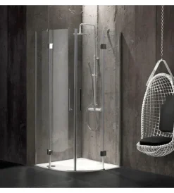 Docce E Accessori|Box doccia "stella" semicircolare alluminio cromato, 80x80x190 cm