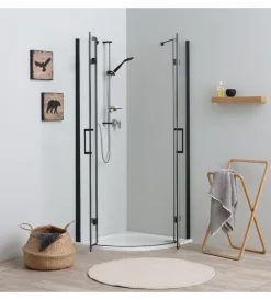 Docce E Accessori|Box doccia "stella" semicircolare alluminio nero, 80x80x190 cm